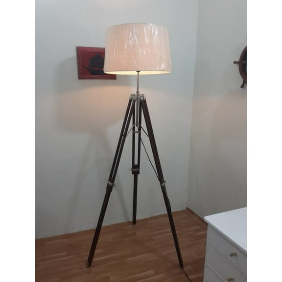 Thor Nautical Vintage Chrome Tripod Floor Lamp Industrial Nautical Vintage Nautical Marine Floor Lamp