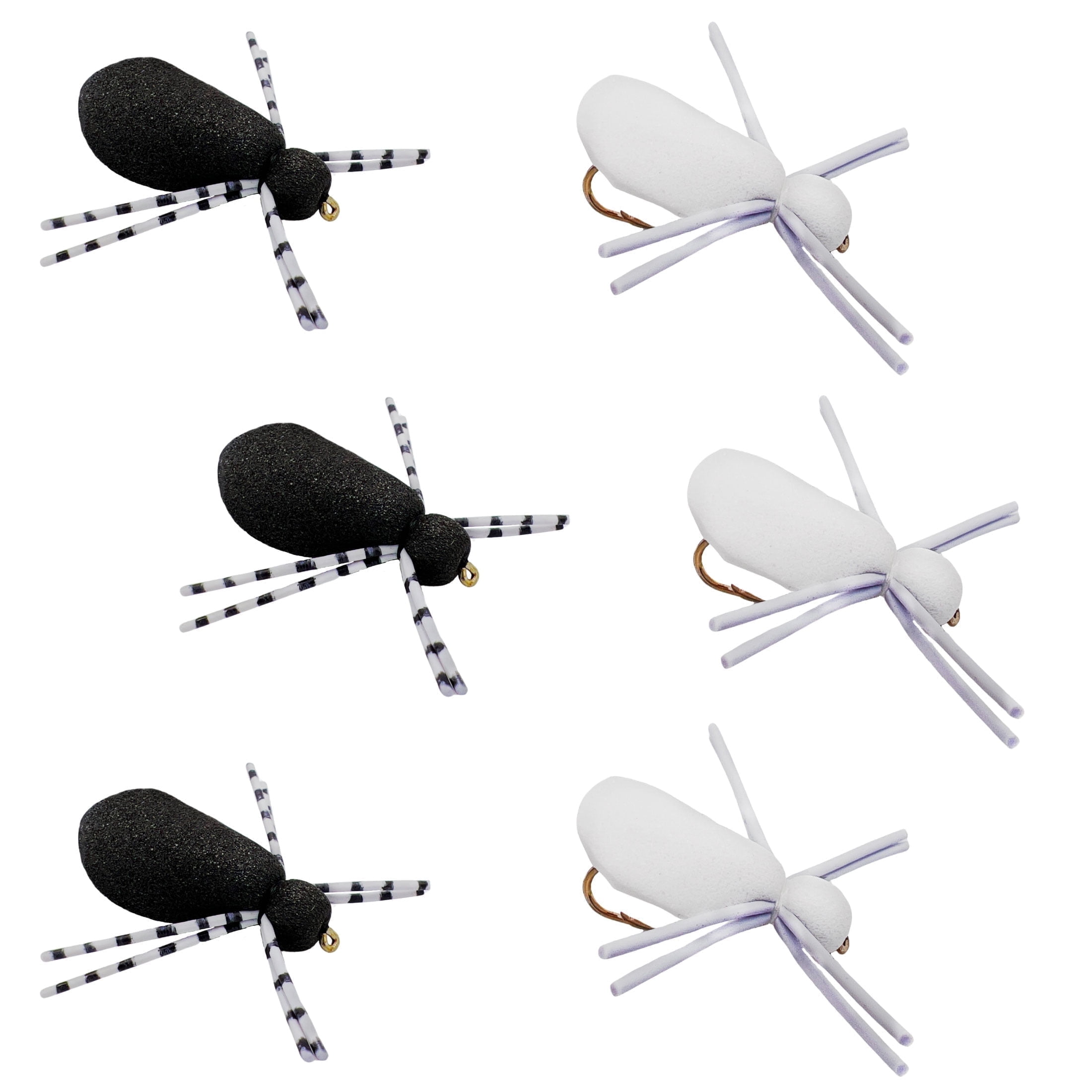 Thor Outdoor Foam Spider Fly Fishing Set – 6 Pc, Black-White, Hook Size ...
