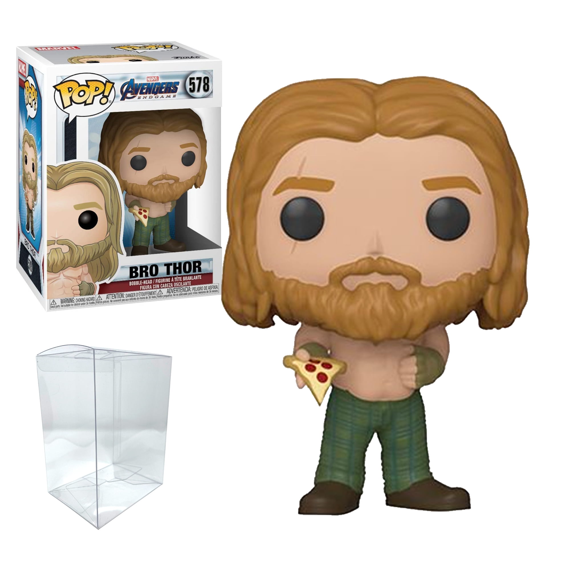 Thor with Pizza Funko Pop with Protector Bundle - Includes Avengers: Endgame Thor with Pizza #578 Vinyl Figure with Blue Salamander Emporium Plastic Protector Case