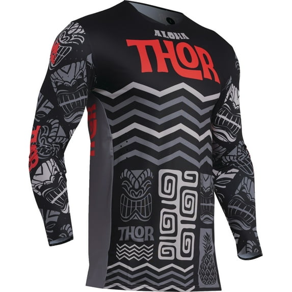 Thor Prime Aloha Mens MX Offroad Jersey Black/Gray MD