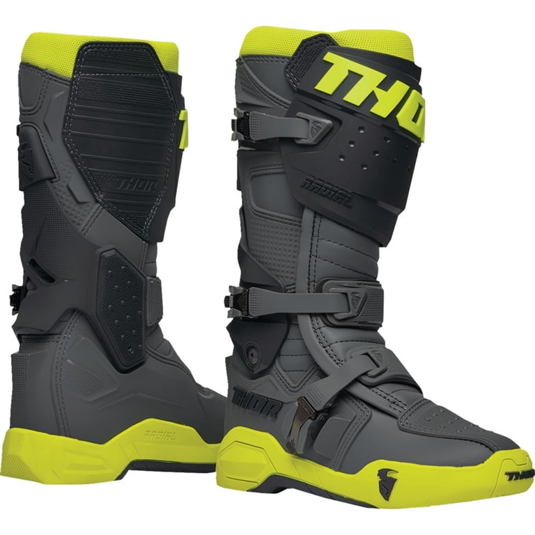 Thor Radial Motocross Offroad Riding Boots - Gray/Flo Yellow  display picture 2