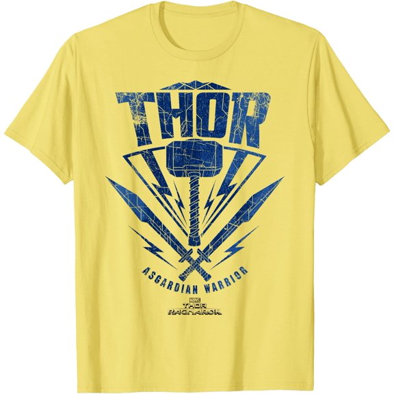 Thor Ragnarok Asgardian Warrior Hammer Shield DTG Print Unisex T-Shirt,Cornsilk Color,Size 3XL
