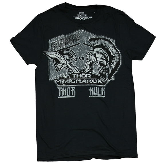 Thor Ragnarok Mens T-Shirt - Dirtressed Poster Print Thor Vs Hulk