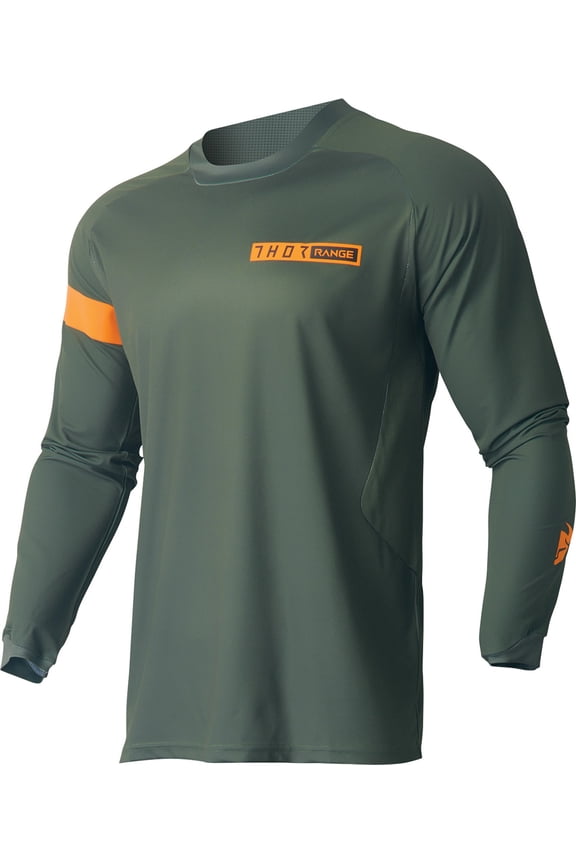 Range Mens MX Offroad Jersey Army/Orange MD