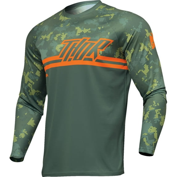 Thor Sector Digi Youth MX Offroad Jersey, Green (L)