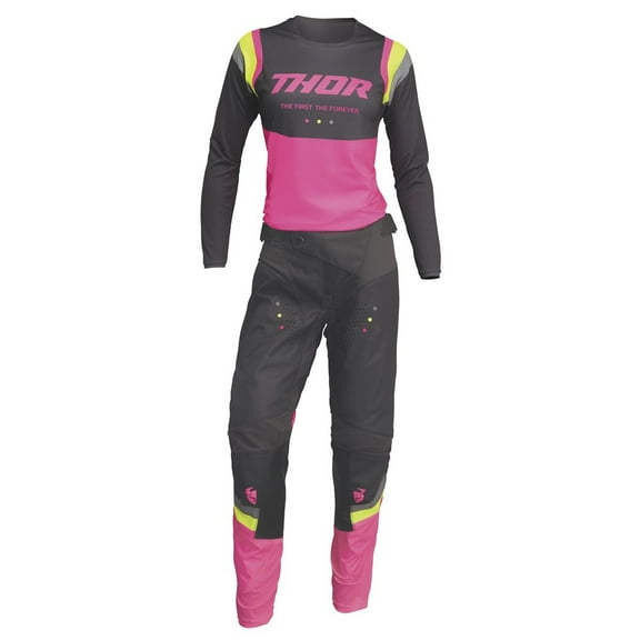 Thor Womens Pulse Rev Jersey and Pant Combo Charcoal/Pink (Small / Pant 9/10)