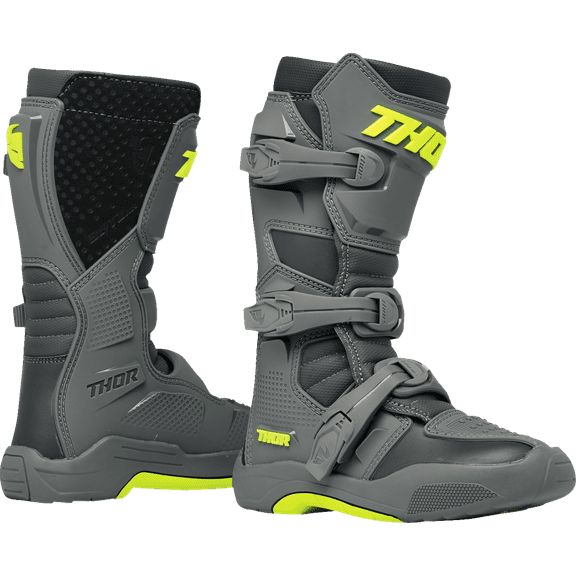 Thor Youth Blitz XR Motocross Offroad Riding Boots - Gray/Charcoal - Y3