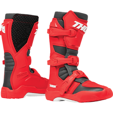 Thor Youth Blitz XR Motocross Offroad Riding Boots - Red/Charcoal - Y1