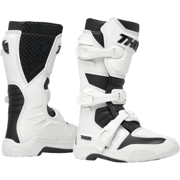 Thor Youth Blitz XR Motocross Offroad Riding Boots - White/Black - Y1