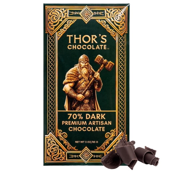 Thor's Chocolate Artisan Dark Chocolate Bar 70% Cacao (3 oz) Bean to Bar, Small Batch, Ultra Smooth, Handcrafted Luxury Gourmet Chocolate