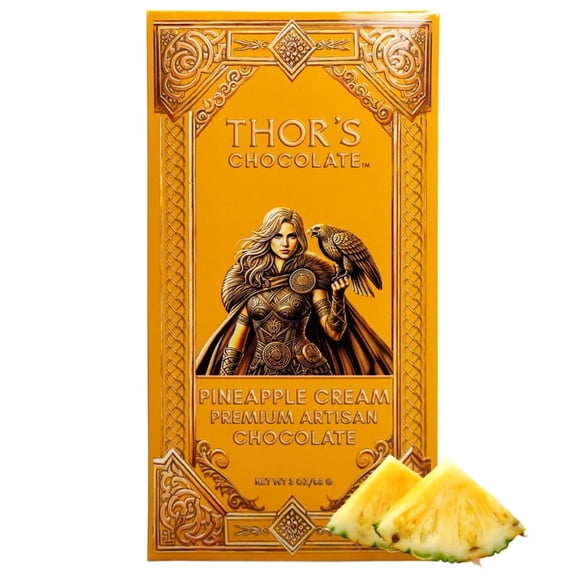 Thor's Chocolate Pineapple Cream White Chocolate Bar (3 oz) Bean to Bar Artisan, Silky Smooth, Fruity, Small Batch, Handcrafted Gourmet Chocolate