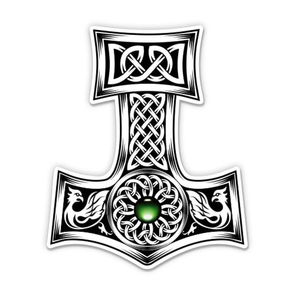 Thor's Hammer Viking Nordic - 3" Vinyl Sticker - For Car Laptop Water Bottle Phone - Waterproof Decal