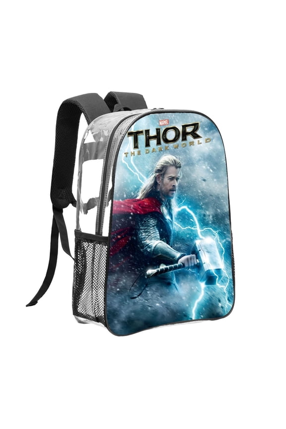 Thor-theme Clear Backpack Heavy Duty Transparent Bag See Through Bookbag for Work, Sport, College, Travel12.2X16.9"(31X43cm)