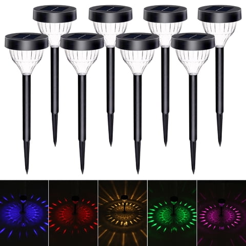 BLITZWILL Solar Pathway Lights Outside,8 Pack Solar Path Lights Waterproof,2 Modes Multicolor & Warm White LED,for Garden Yard Lawn Landscape Decorative