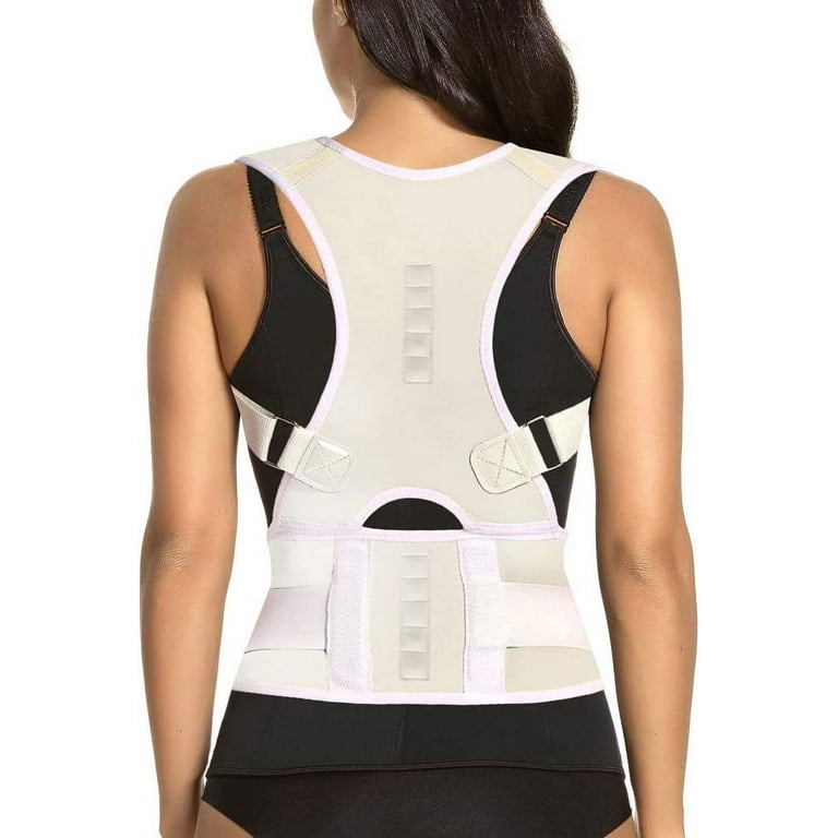 Thoracic Back Brace Posture Corrector Magnetic Support for Neck Shoulder Upper and Lower Back Pain Relief Perfect Posture Brace for Cervical Lumbar Spine Fully Adjustable Belt Beige Medium Walmart