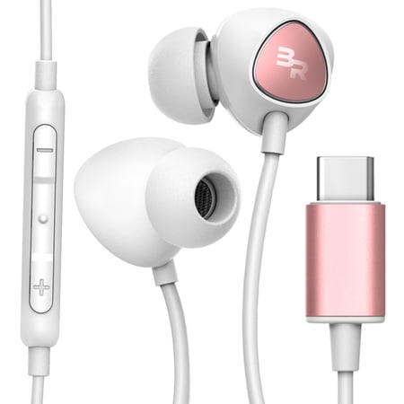 Thore USB C Headphones with Mic - Wired In-Ear USB Type C Earbud Earphones, V100 (For Pixel 6/5/4/Pro S21/Note 20 Ultra) Rose Gold