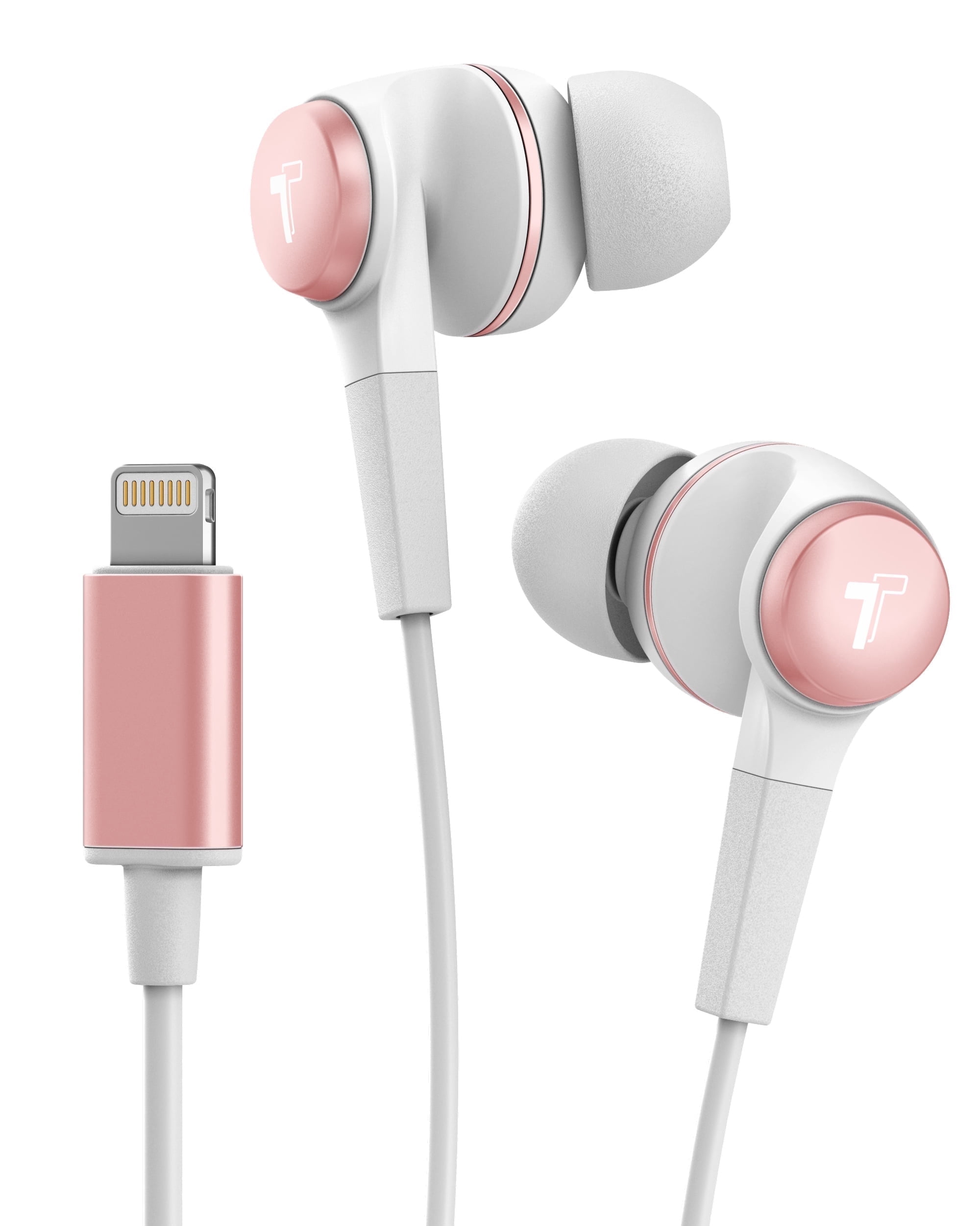 Thore for Wired Earphones for iPhone Headphone (Apple MFi Certified) In Ear Lightning Connector Earbuds with Mic/Volume Control (V120) For iPhone X, XR, Xs Max, 11, Pro Max, 7, 8 Plus - Rose Gold