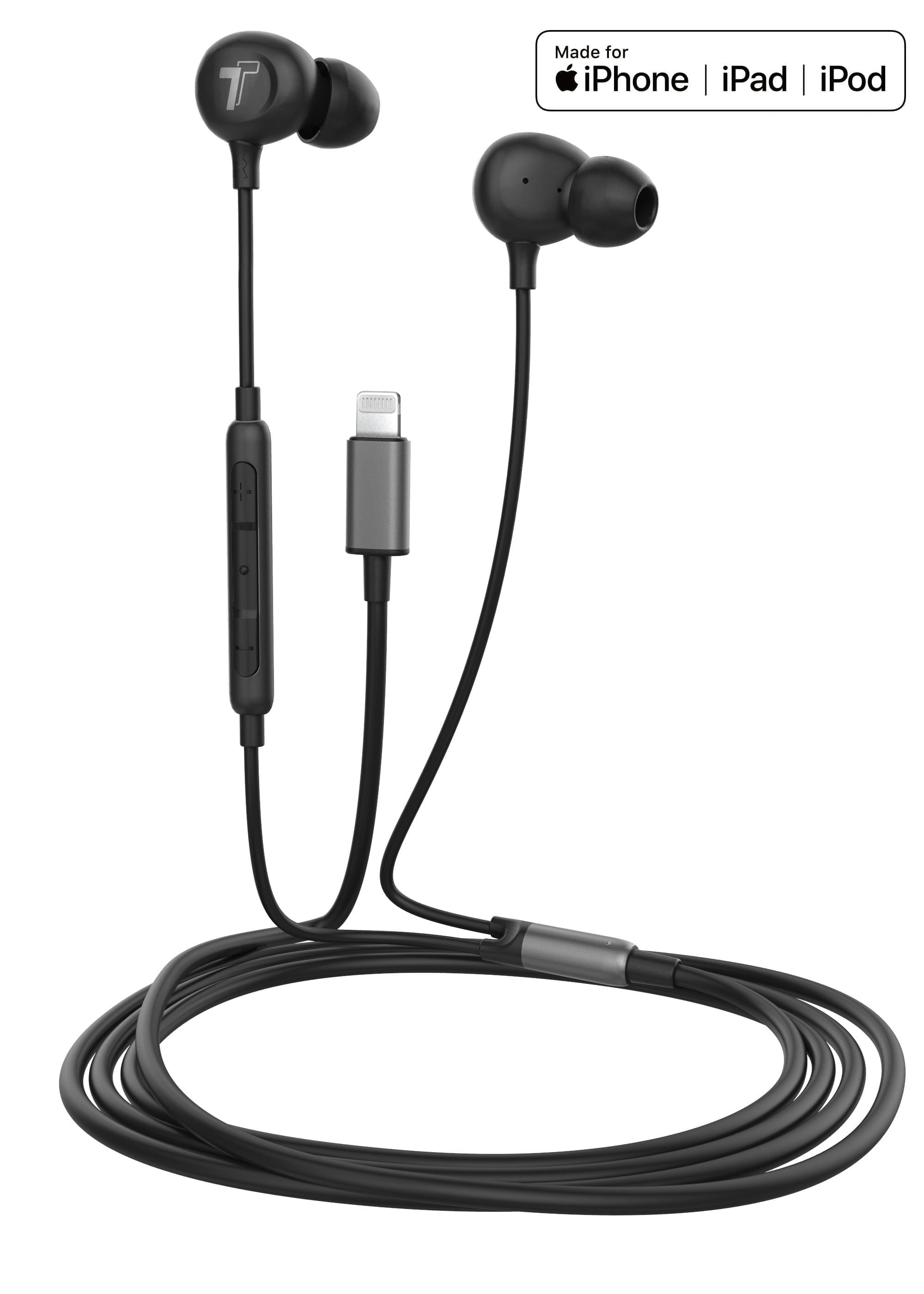 Thore iPhone Earbuds (Apple MFi Certified) Lightning In Ear Earphones (V60) Wired Headphones with Microphone/Remote for iPhone 11/Pro Max/XR/Xs Max/7/8 Plus (Black)