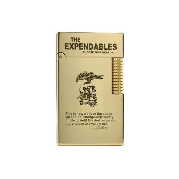 Side Slide Grinding Wheel Brass Soft Flame Etched Kerosene Lighter, Crisp Sound, Refillable, Classic,Vintage,Luxury, Collectible, Gift for Husband,Thorens The Expendables