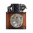 thumbnail image 1 of Handmade Cowhide Inlaid Mechanical Movement Swiss Brass Kerosene Lighter, Soft-Flame, Windproof, Vintage, Classic,Grinding Wheel, Complex, Gift for Boyfriend Husband,Thorens Brown and Black, 1 of 10