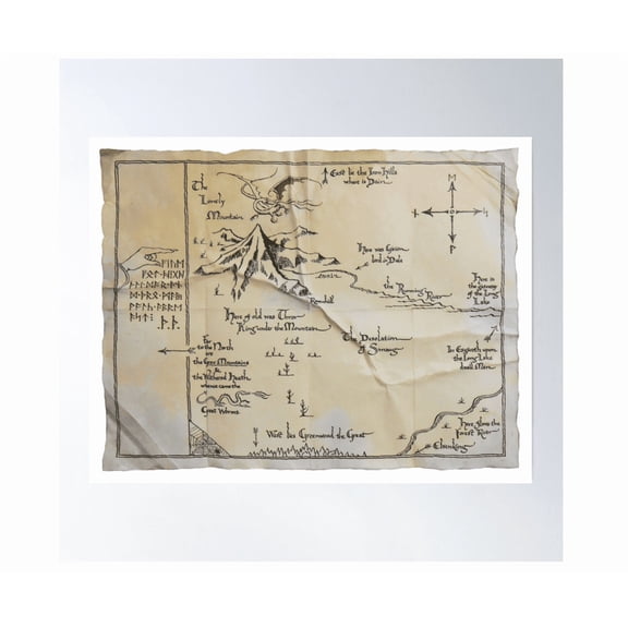 Thorin'S Map Poster Wall Art, Modern Wall Decor, Stretched Canvas 16x20in