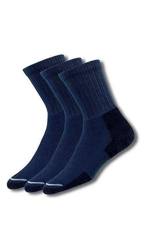 KX Max Cushion Hiking Crew Socks, Dark Blue (3 Pair Pack), Extra Large