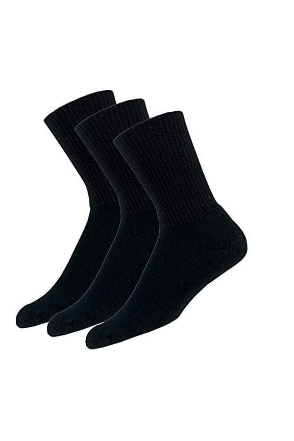 TX Max Cushion Tennis Crew Socks, Black (3 Pair Pack), Large