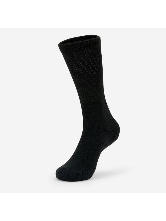 Unisex Walking Moderate Cushion Crew Sock Black - WX-552 BLACK