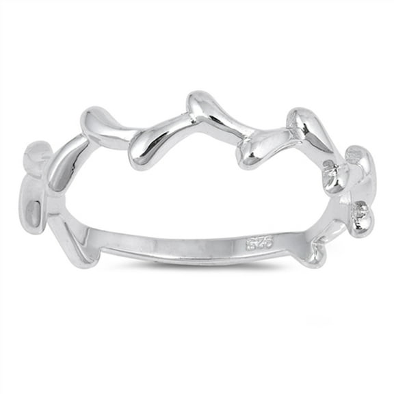 Thorn Crown Stackable Thin Curved Ring .925 Sterling Silver Band Jewelry Female Male Unisex Size 7