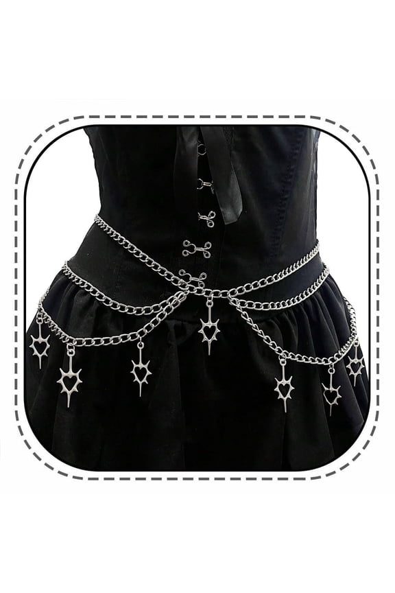 Thorn Heart Waist Chain Belt - Punk Gothic Crossover Body Belly Chains Tassel for Women Girl