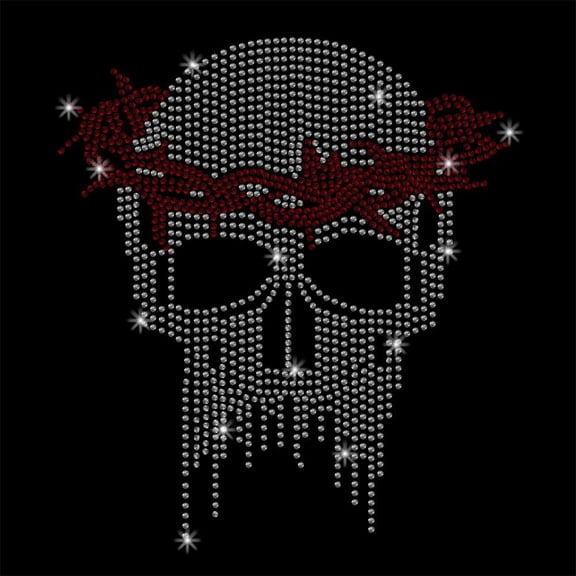 Thorn Skull Rhinestone Iron on Hotfix Heat Transfer Decal Bling Rhinestone Decals Rhinestone Heat Transfer Patch Clothing Repair Applique for T-Shirt Clothing Pants Bags 11.698.27 Inch