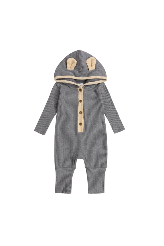 Newborn Baby Girl Boy Hooded Romper Unisex Baby Knitted Jumpsuit Infant Kids Solid Outfits Baby Girl Boy Jumpsuit