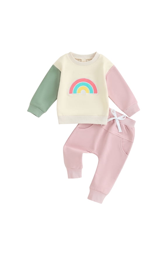 Newborn Baby Girls Clothes 6M 12M 18M 24M 3TY Cotton Suit Cute Baby Kid Infant Toddler Play Wear Rainbow Outfits