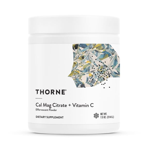 Thorne Cal Mag Citrate + Vitamin C, Effervescent Powder, Calcium and Magnesium Supplement with Vitamin C for Stress Relief, 7.5 Oz