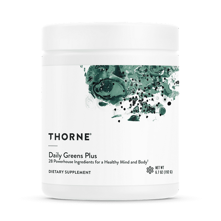  Thorne Daily Greens Plus - Comprehensive Greens Powder with  Matcha, Spirulina, Moringa and Adaptogen, Mushroom and Antioxidant Blends -  Refreshing, Mint Flavor 6.7 Oz - 30 Servings : Health & Household