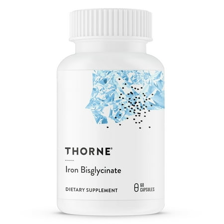 Thorne Iron Bisglycinate, 25 mg Iron Supplement for Enhanced Absorption Without Gastrointestinal Side Effects, NSF Certified for Sport, Gluten-Free, 60 Capsules