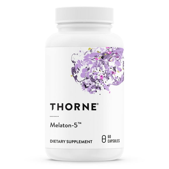 THORNE - Melaton-5 - 5mg Melatonin - Supports Circadian Rhythms, Restful Sleep, and Relaxation* - Gluten-Free, Soy-Free, Dairy-Free - 60 Capsules