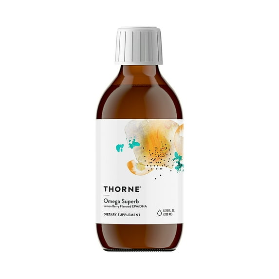 THORNE - Omega Superb - Easy Dosing Fish Oil Liquid with EPA and DHA* - Lemon Berry - 6.76 Fl Oz (200 ml)