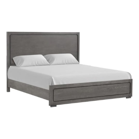 Thorne Queen Bed-Panel Design-Rounded Edges-Warm Gray Wood