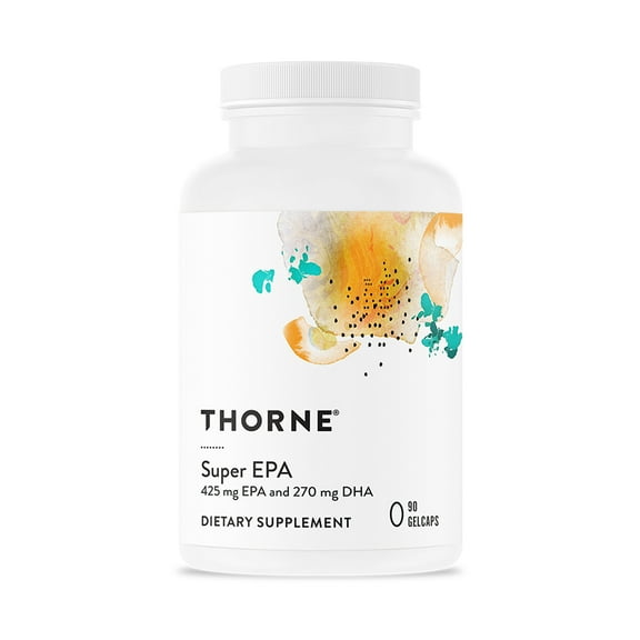 THORNE - Super EPA - Omega-3 Fatty Acids EPA 425mg & DHA 270mg Supplement - Support Brain, Cardiovascular, Joints & Skin* - Gluten, Dairy & Soy-Free - 90 Gelcaps