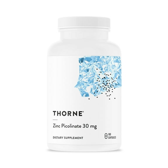 THORNE - Zinc Picolinate 30 mg - Well-Absorbed Zinc Supplement for Growth and Immune Function - Promotes Healthy Skin & Eyes* - Third-Party Certified - Gluten, Dairy & Soy-Free - 180 Capsules