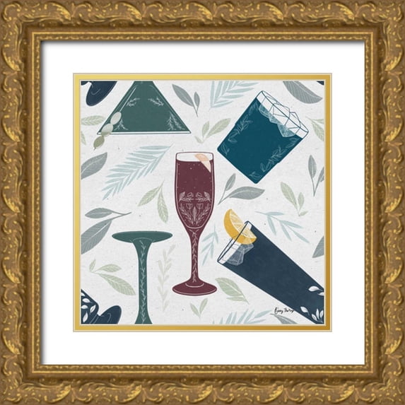 Thorns, Becky 12x12 Gold Ornate Wood Framed with Double Matting Museum Art Print Titled - Fruity Cocktails Pattern IV