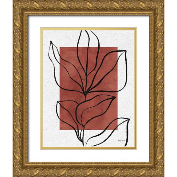 Thorns, Becky 12x14 Gold Ornate Wood Framed with Double Matting Museum Art Print Titled - Color Block Balance II Hot Sauce