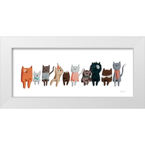 Thorns, Becky 14x8 White Modern Wood Framed Museum Art Print Titled - Picnic Pets Cats III