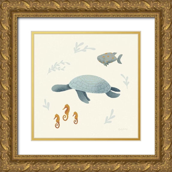 Thorns, Becky 15x15 Gold Ornate Wood Framed with Double Matting Museum Art Print Titled - Ocean Life Sea Turtle