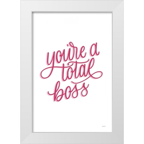 Thorns, Becky 17x24 White Modern Wood Framed Museum Art Print Titled - Total Boss White and Pink