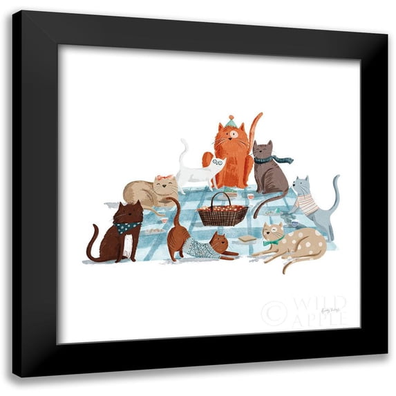 Thorns, Becky 20x20 Black Modern Framed Museum Art Print Titled - Picnic Pets Cats I