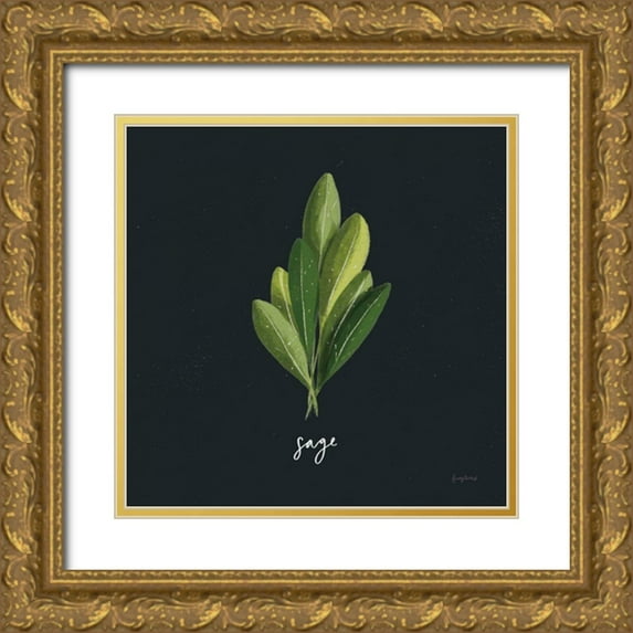 Thorns, Becky 20x20 Gold Ornate Wood Framed with Double Matting Museum Art Print Titled - Herbs II Black