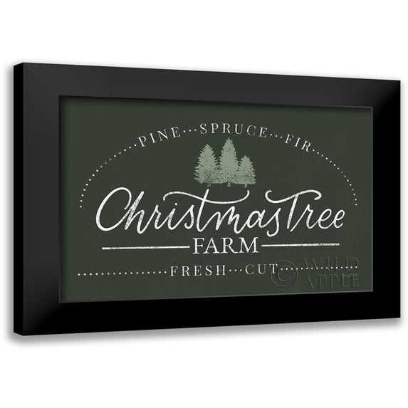 Thorns, Becky 24x17 Black Modern Framed Museum Art Print Titled - Vintage Christmas Sign I Green