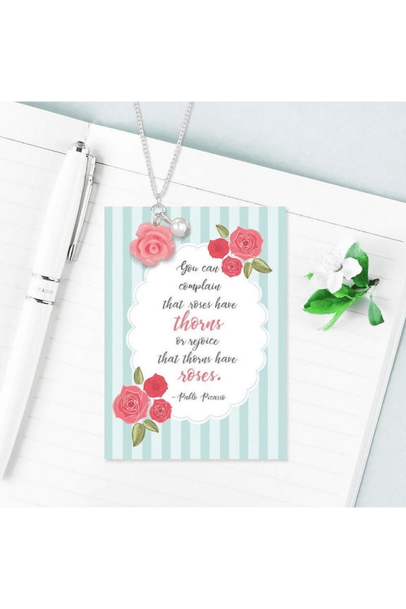 Thorns Have Roses Pink Rose Charm Necklace by Lifebeats